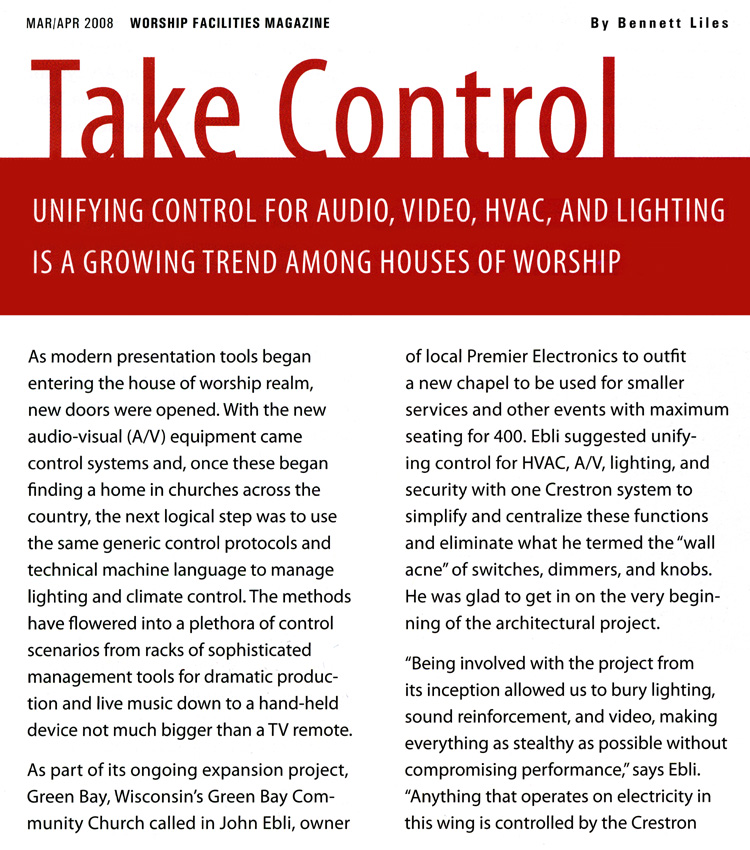 Automation in a House of Worship