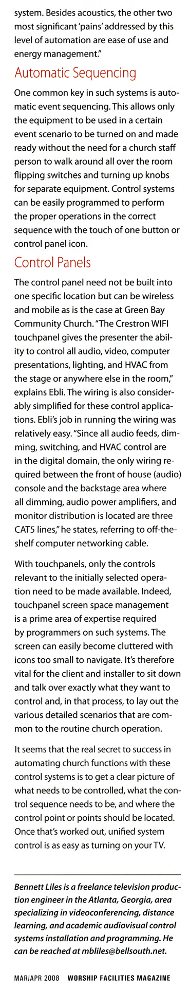 Automation in a House of Worship